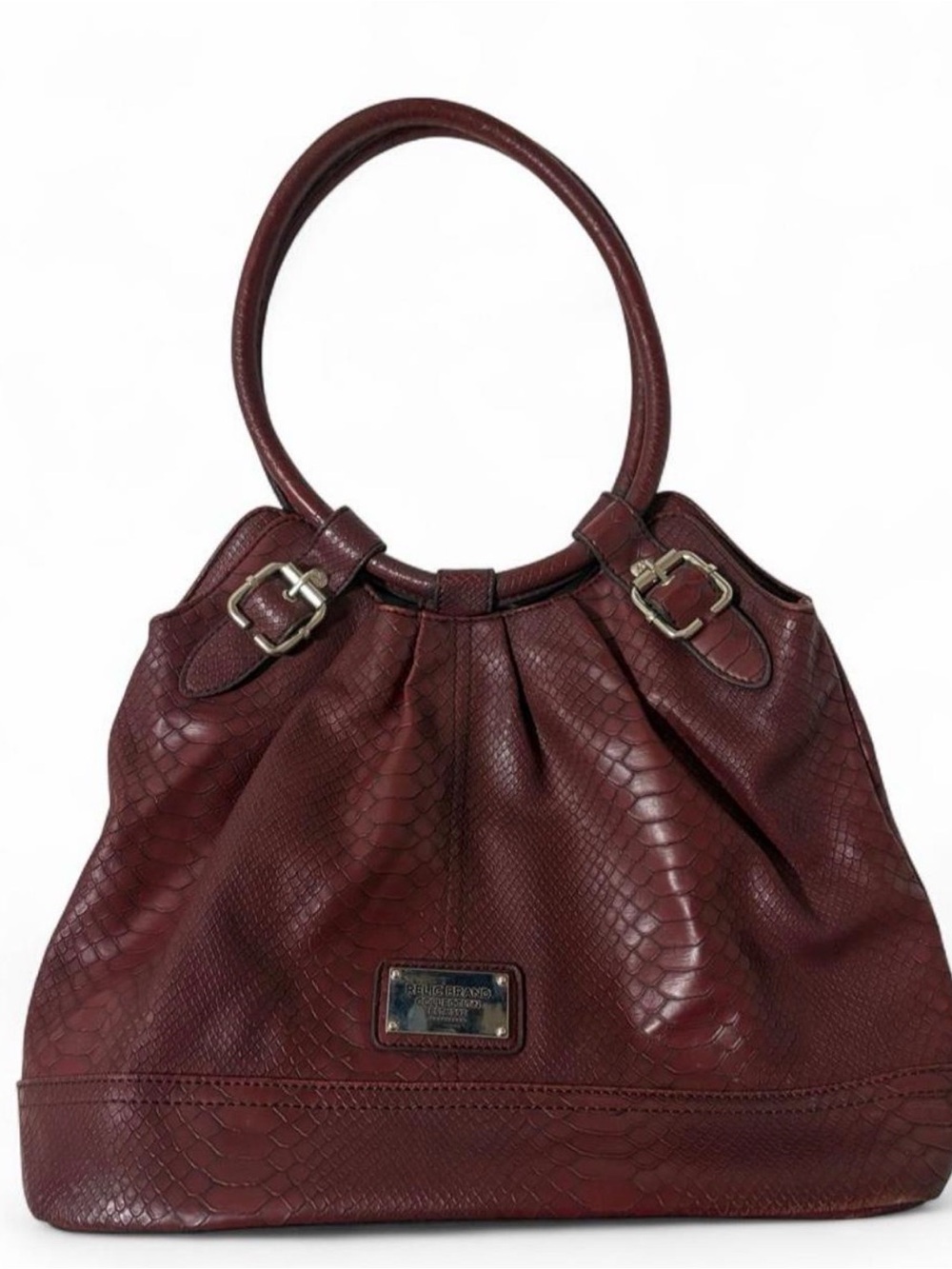 Burgundy Relic Snakeskin Shoulder Bag